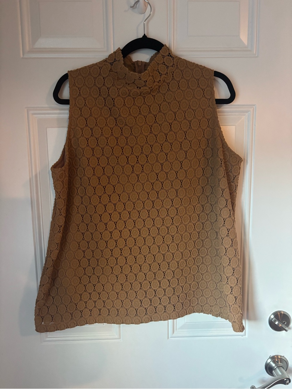 Charter Club Lace Mock Neck Camisole in Camel Brown